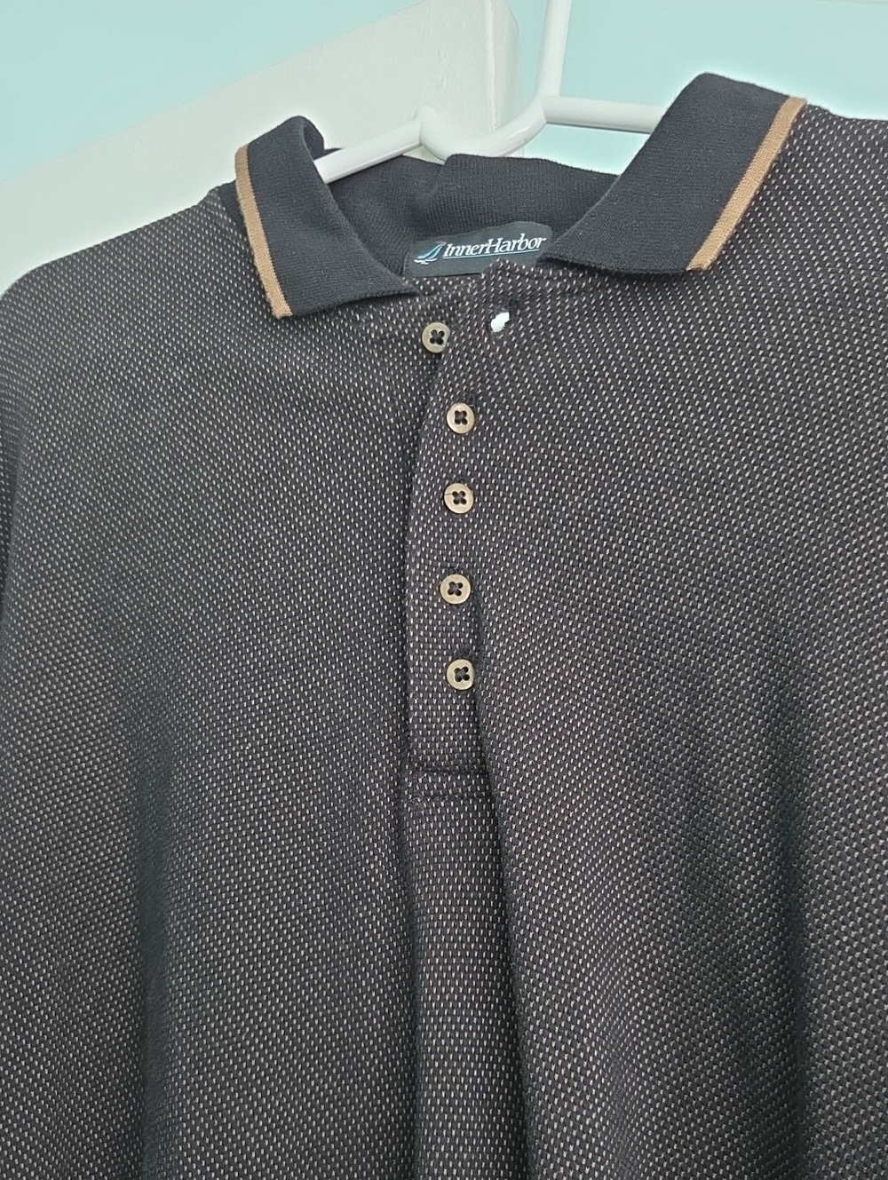 Men's Black Polo with Tan Trim